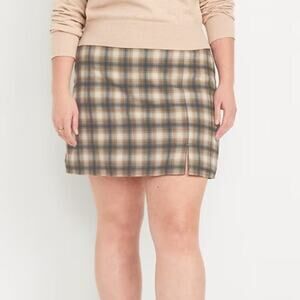 Old Navy Women Academia Flannel Plaid Pencil Mini Skirt Size XL Tall Multicolor
